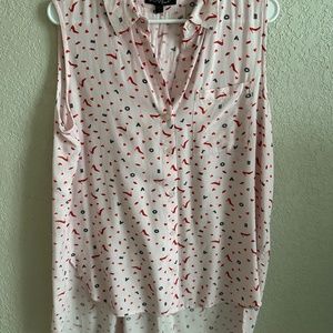 Velvet Heart Light Pink Button Up Tank Top Large